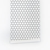 Black honeycomb design peel and stick wallpaper for office
