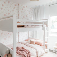 Soft pink floral print removable wallpaper