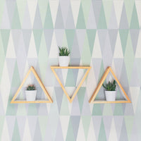 kids room geometric triangle print wallpaper in pastel colors