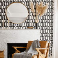 Hand sketched brush design removable wallpaper in modern interior