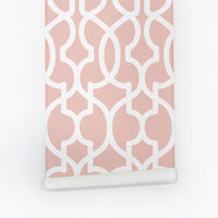 White lines boho style wallpaper for living room