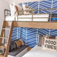 large herringbone inspired removable wallpaper in bright blue
