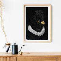 Black and white bird art print poster