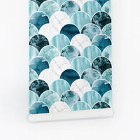 Trendy bathroom marble tile wallpaper