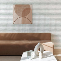 minimal boho coastal style living room interior with removable wallpaper accent wall