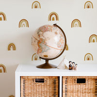 colorful bohemian style wallpaper design with rainbow motifs