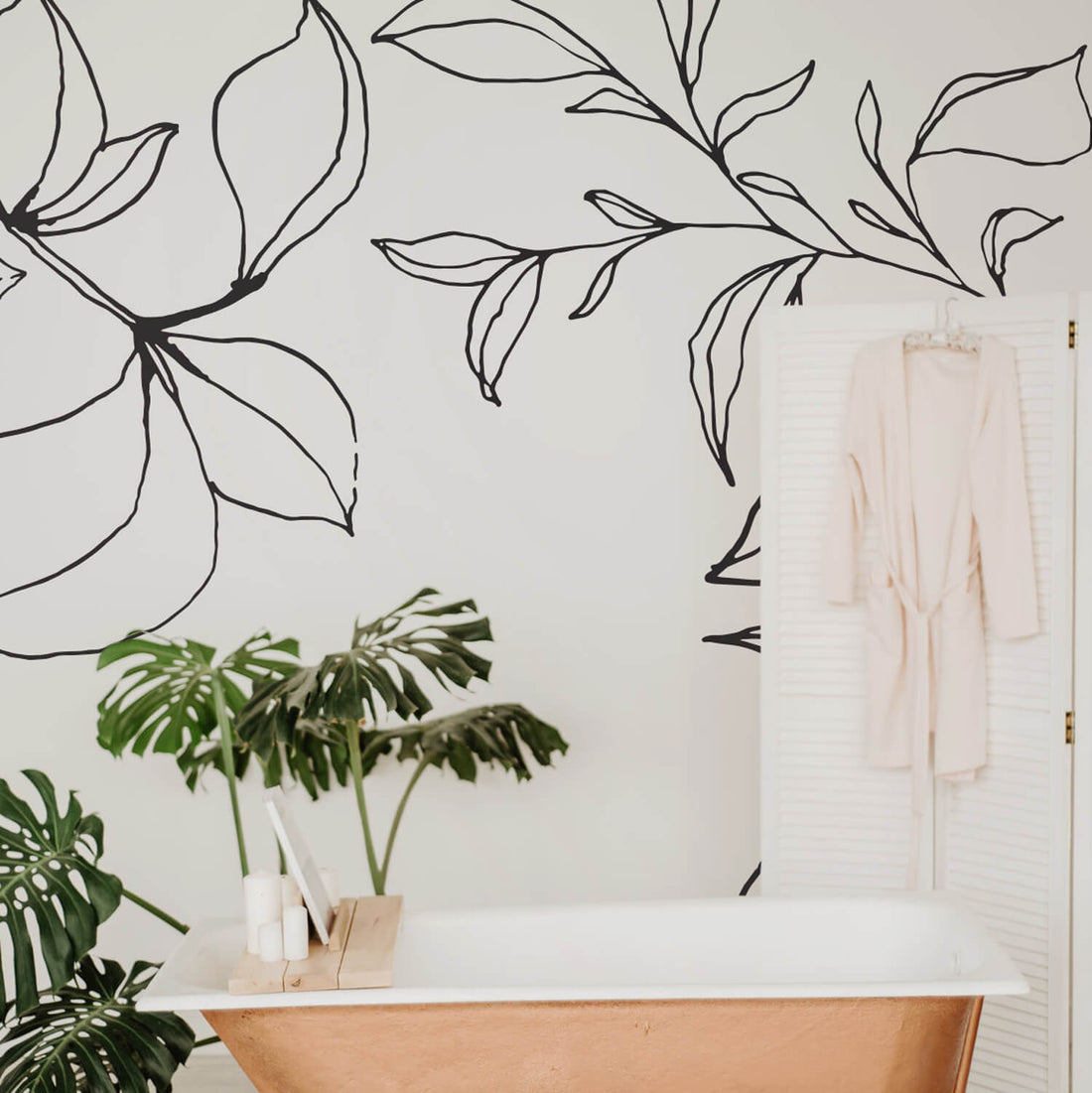 Minimal floral removable wallpaper