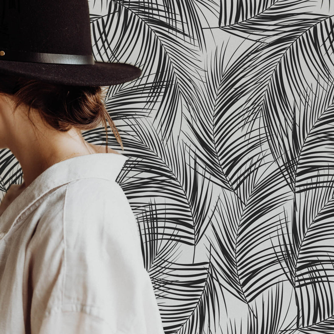 minimal design palm leaf wallpaper peel and stick