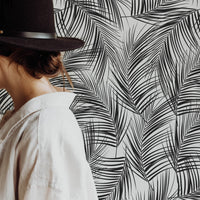minimal design palm leaf wallpaper peel and stick