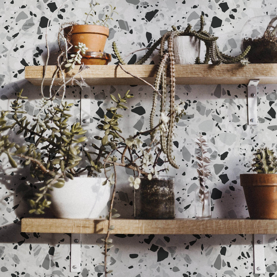 monochromatic terrazzo design removable wallpaper for background