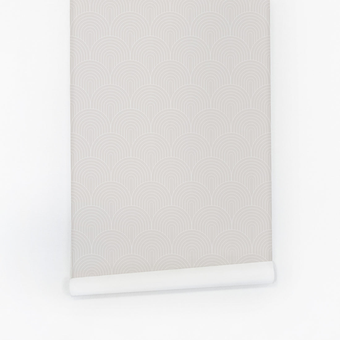 Neutral color scallop design removable wallpaper in art deco style