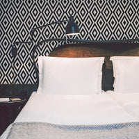 modern black and white diamond shape wallpaper for classic bedroom interior