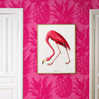 bright pink tropical pineapple print for entryway