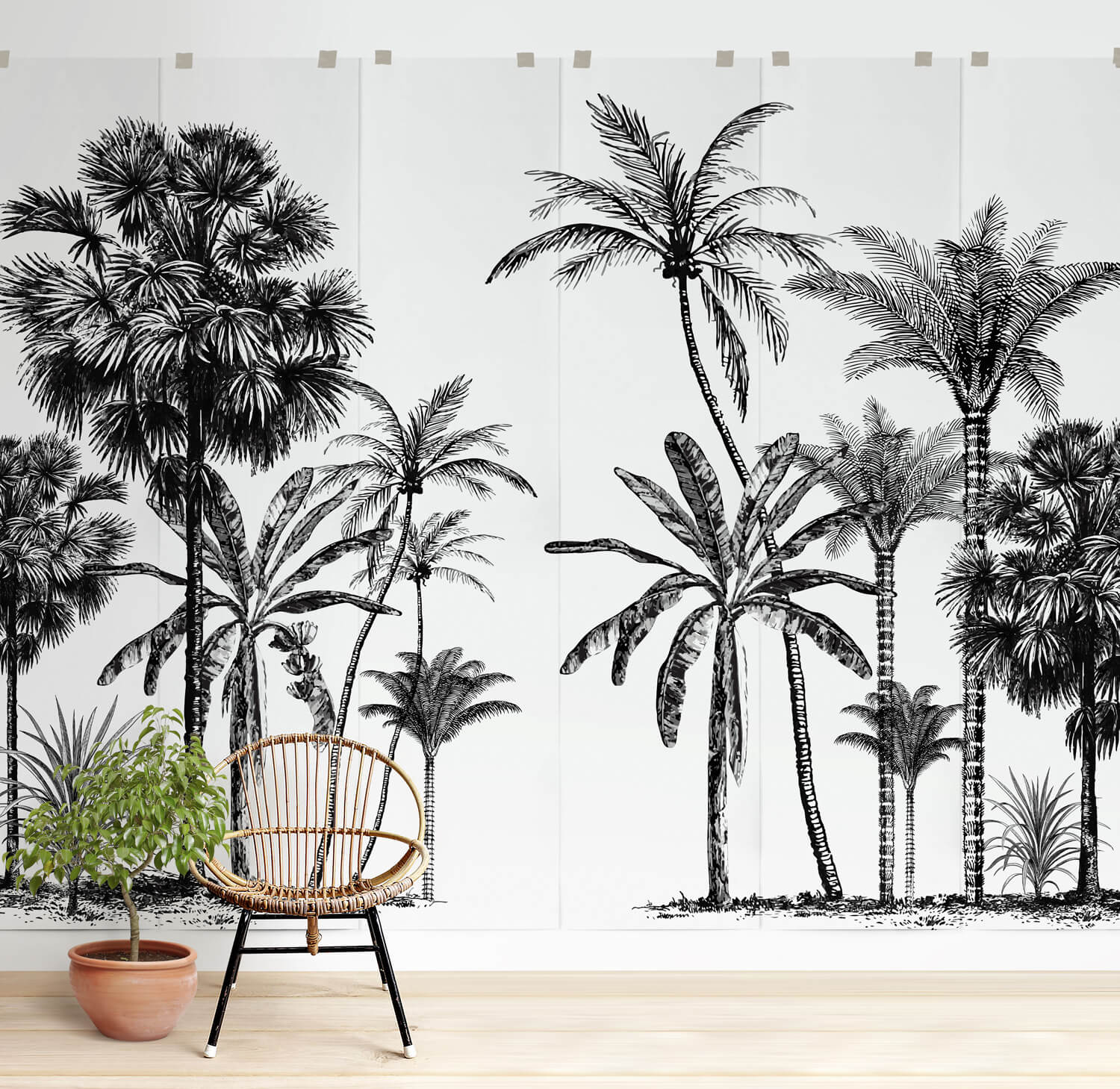 Minimalist Black and White Palm Tree Print - Palm Tree - Sticker