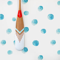 watercolor painted dots pattern wallpaper in blue for modern kids bedroom