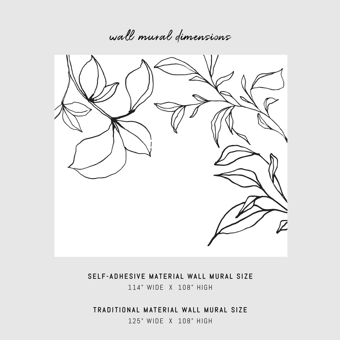 Minimal design botanical wall mural