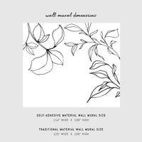 Minimal design botanical wall mural