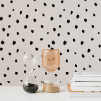 Modern office interior with spotty design removable wallpaper and neutral color palette