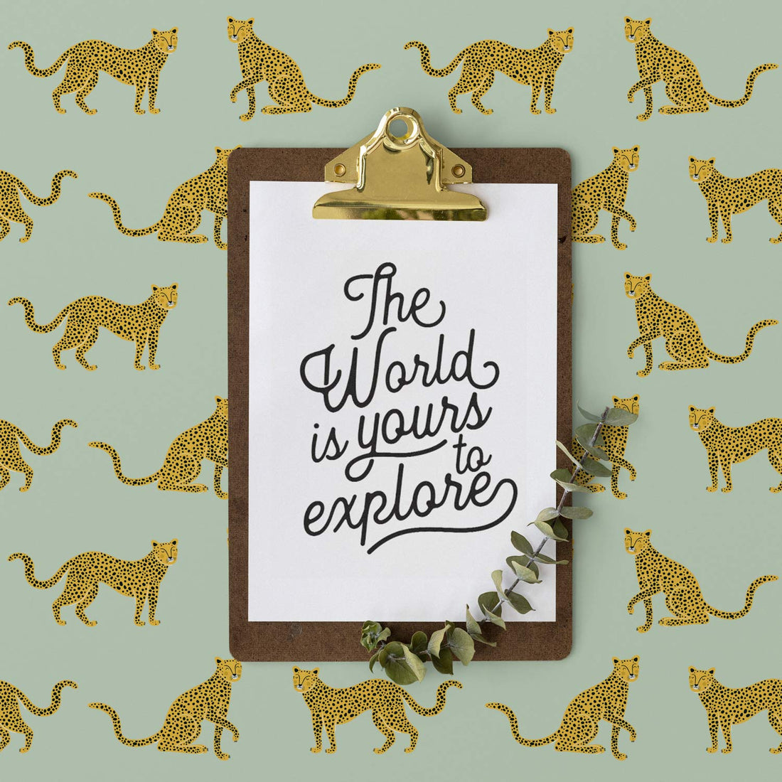 modern safari jungle theme kids room wallpaper with cheetah print