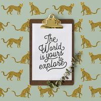 modern safari jungle theme kids room wallpaper with cheetah print