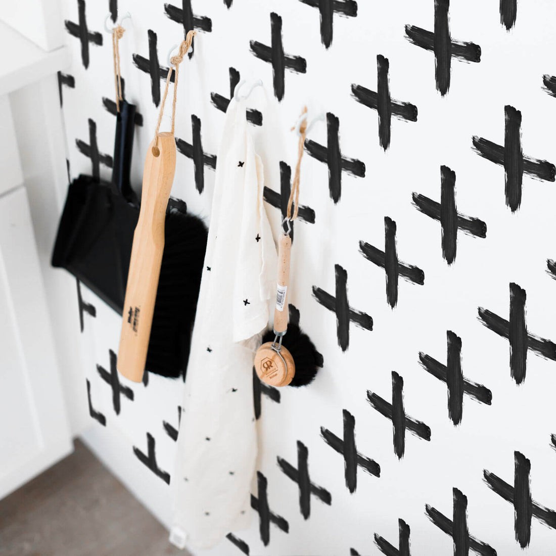 painted cross lines wallpaper design for scandinavian interior