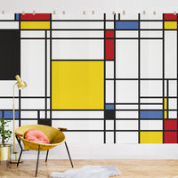 large squares print wall mural design in bright colors