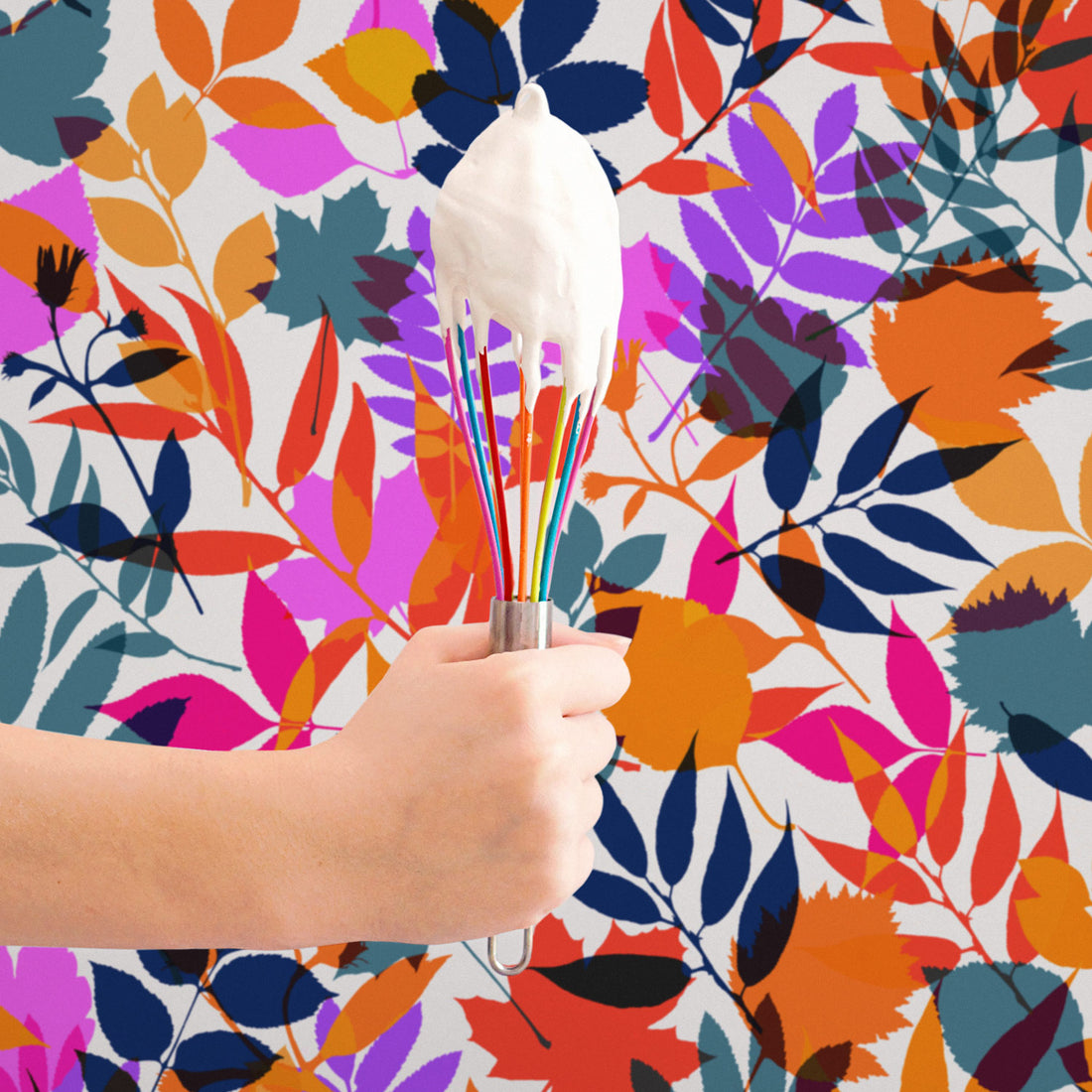 vintage bright colors floral wallpaper