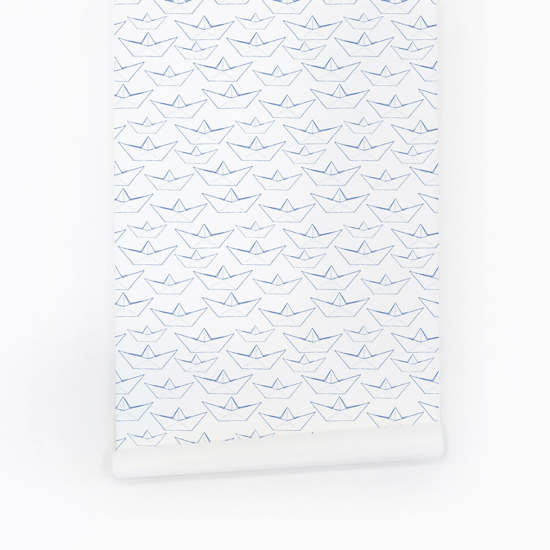 nautical removable wallpaper with paper boats for boys room