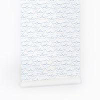 nautical removable wallpaper with paper boats for boys room