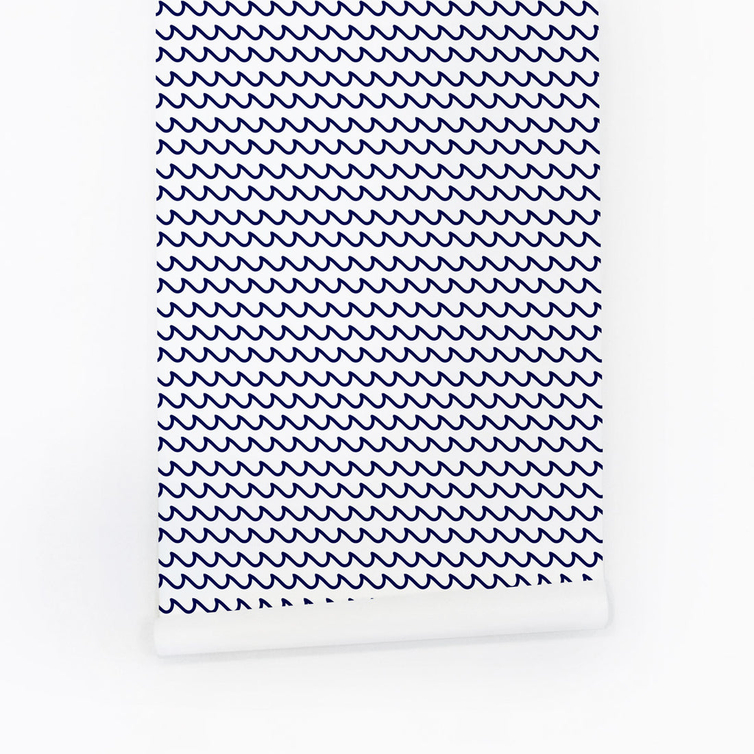 blue drawn waves pattern for nautical kids bedroom