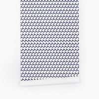 blue drawn waves pattern for nautical kids bedroom