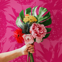 bold pink pineapple print wallpaper