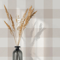 large gingham inspired wallpaper pattern in neutral