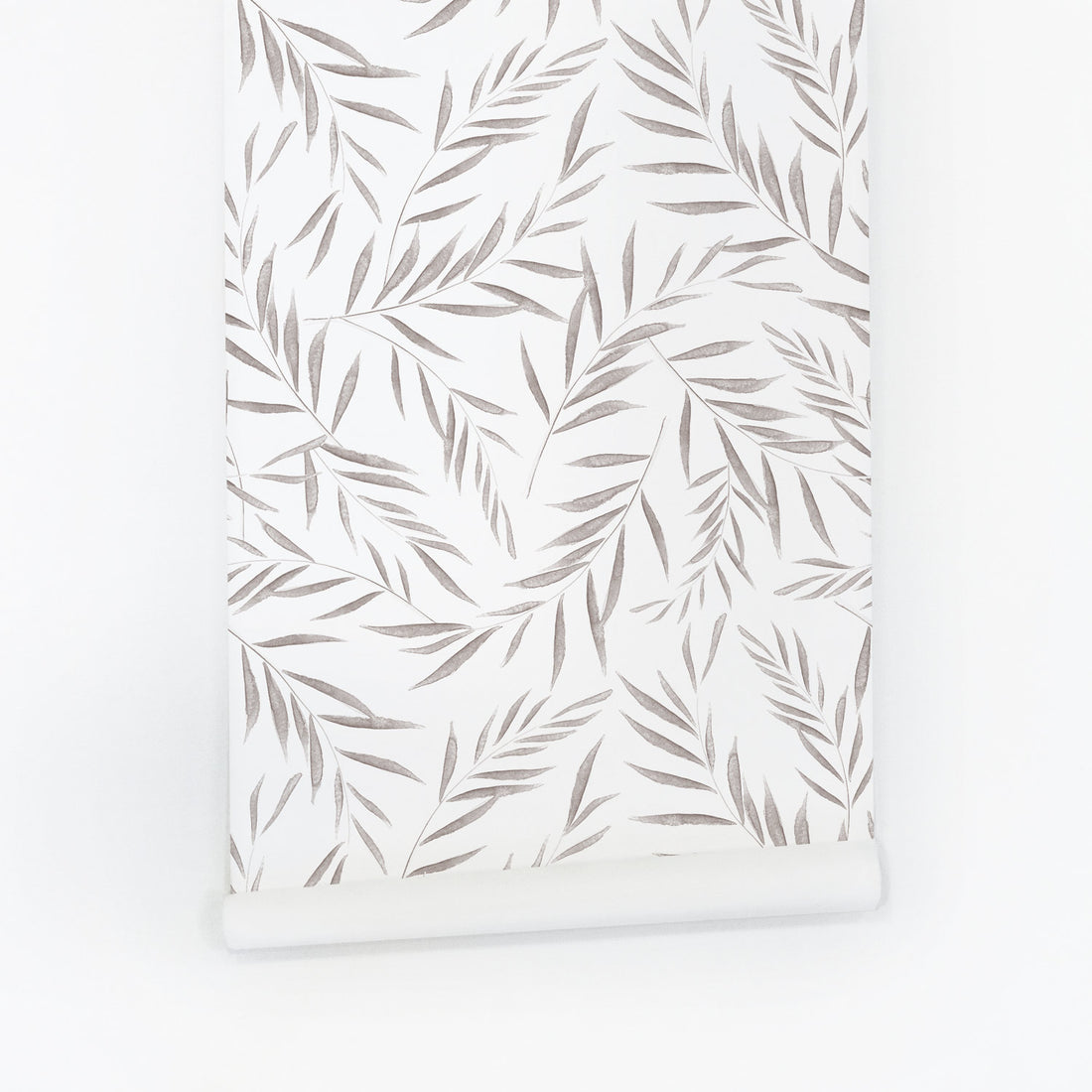 light grey botanical leaves peel and stick wallpaper
