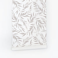 light grey botanical leaves peel and stick wallpaper