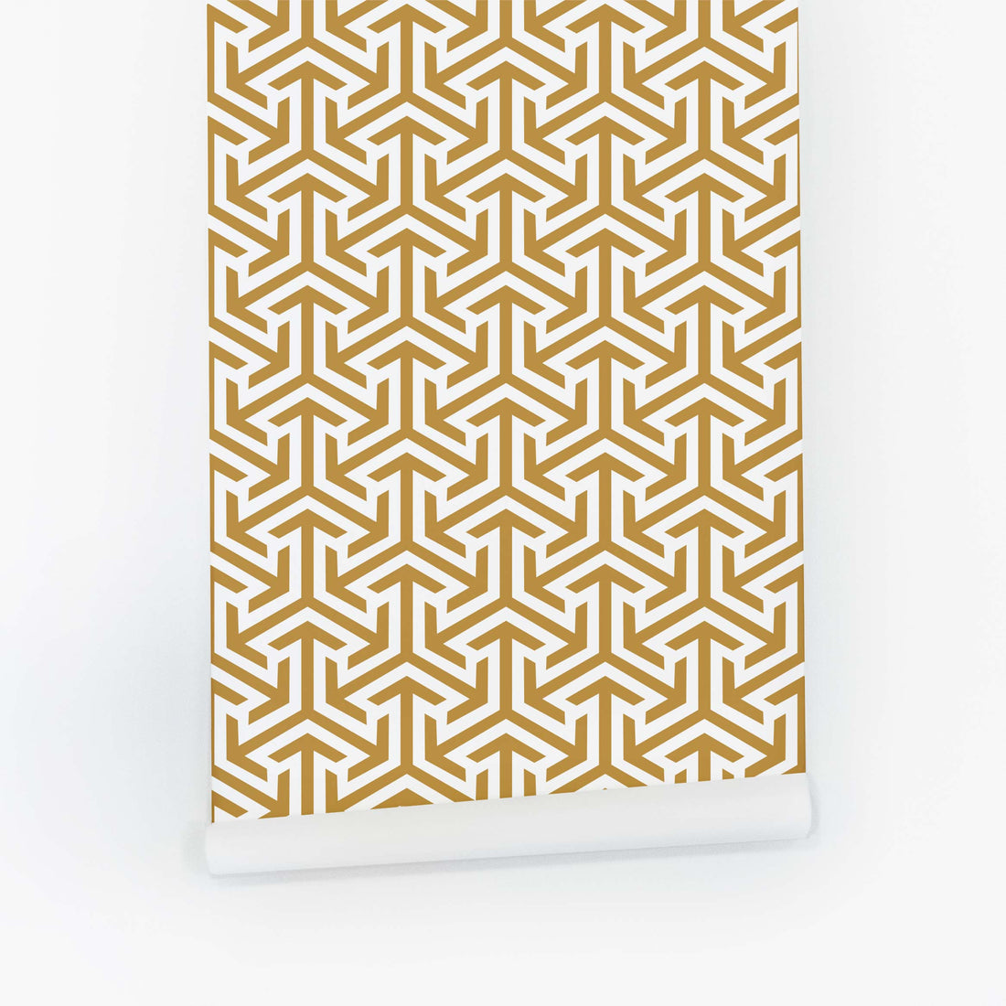 golden color geometric wallpaper design for kids bedroom inteior