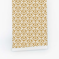 golden color geometric wallpaper design for kids bedroom inteior