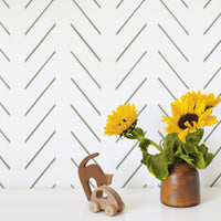 olive green chevron design wallpaper for neutral kids bedroom