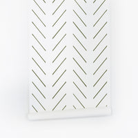 olive green herringbone simple striped removable wallpaper