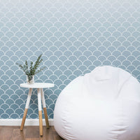 blue ombre geometric circles pattern wallpaper for kids bedroom