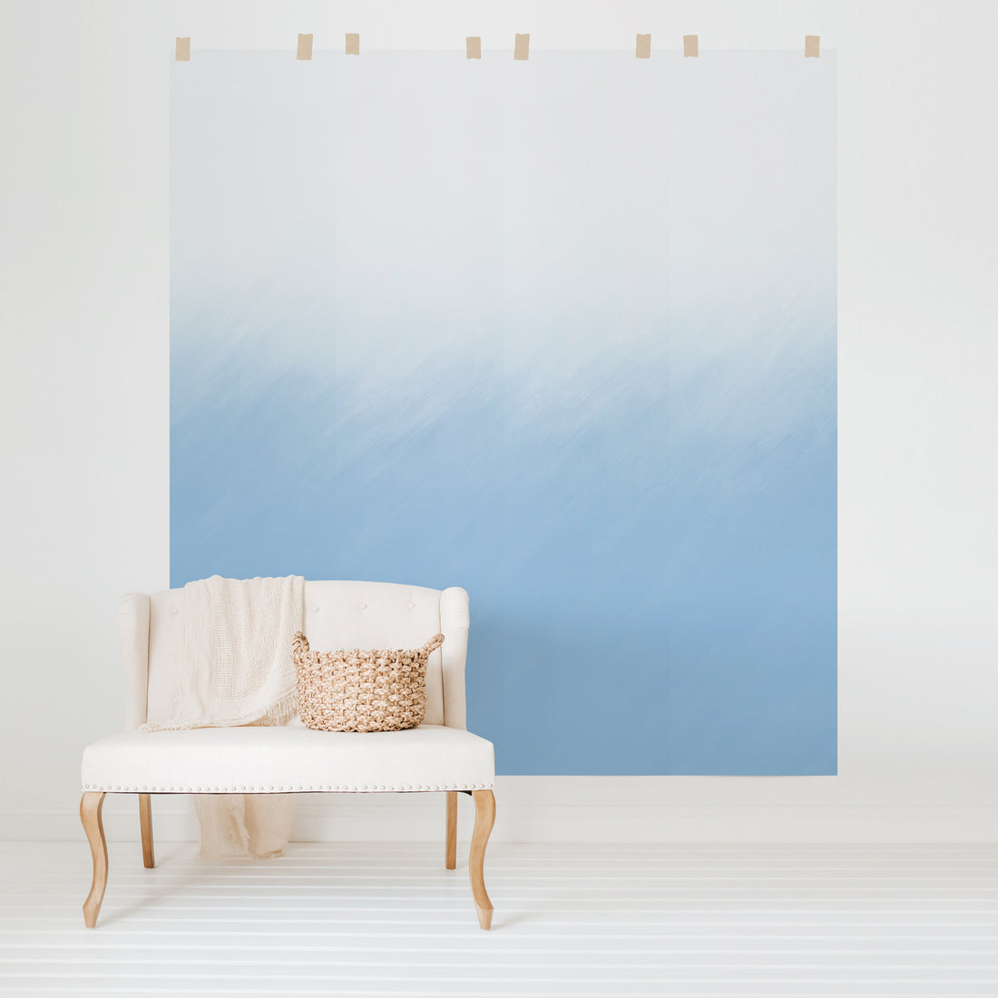baby blue peel and stick wallpaper with ombre effect