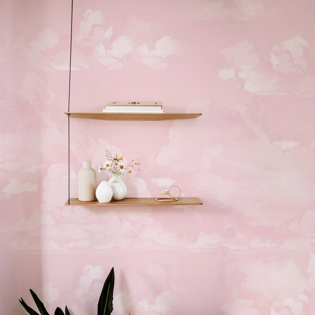Pink Vintage Clouds Wall Mural