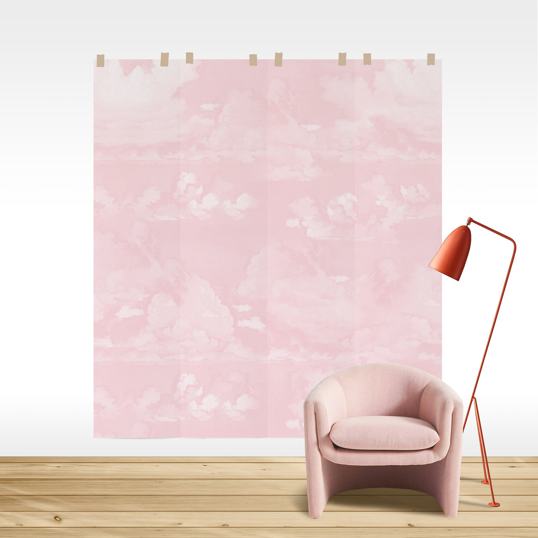 Pink Vintage Clouds Wall Mural