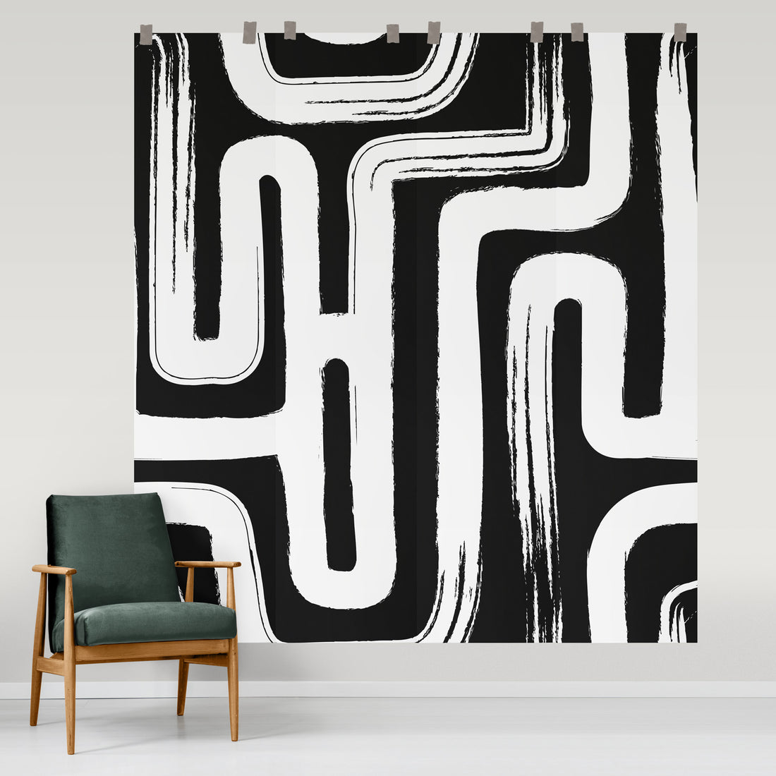 Oversized paint brush design wall mural