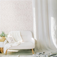Drawn blush pink floral ornament wallpaper