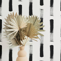 Abstract brush stroke design removable wallpaper in bohemian style interior