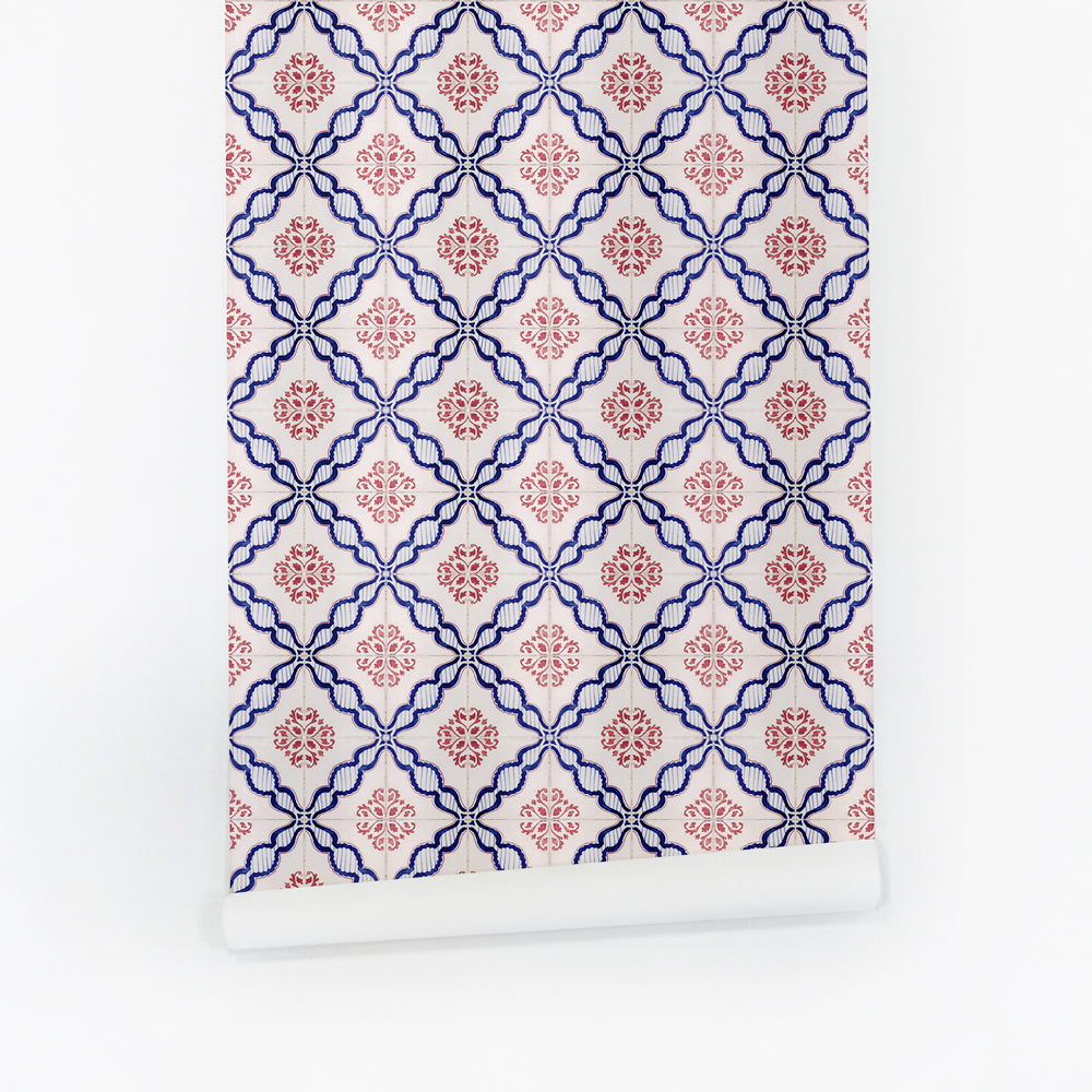 Oriental tiles removable wallpaper roll
