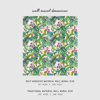 Vibrant tropical wallpaper in self adhesive or traditional wallpaper materials