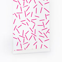 bright pink tiny lines removable wallpaper for baby girls bedroom