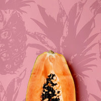 Blush pink pineapple design removable wallpaper for eclectic bohemian style interiors